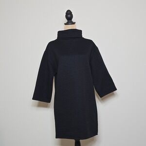 ZARA Black Ribbed 3/4 Sleeve‎ Mini Dress Size S